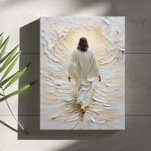 1 Count Wooden Framed Canvas, Jesus Walking Towards Light Poster, Modern Art Home Poster, Modern Art Design, Fashion Decoration, Living Room And Bedroom Decoration, Office Mural, Ideal Gift, High Definition, Waterproof, Framed Art