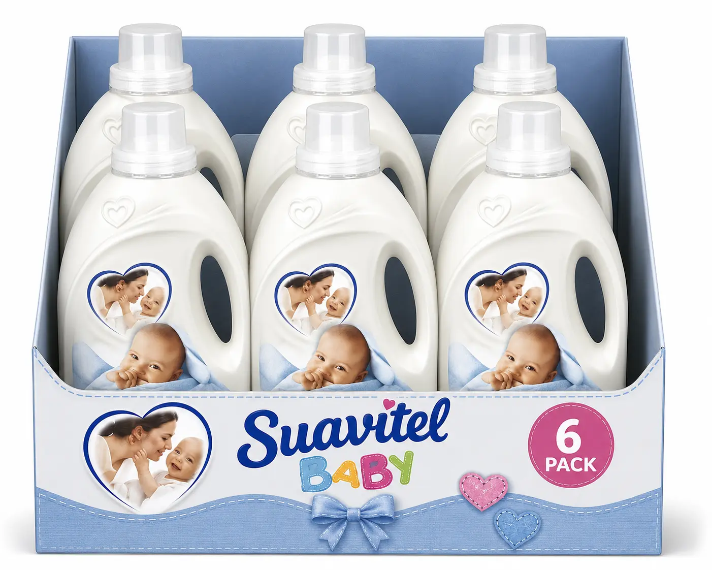 Suavitel Baby Liquid Fabric Softener, 6 Pack (6 x 28.6 fl oz Bottles) – Gentle Freshness for Baby Clothes, Softens Fabrics & Helps Reduce Static
