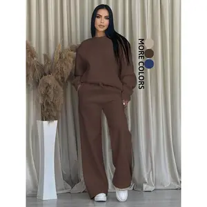 Women's Fleece-Lined Loose Fit Two-Piece Set, Comfortable Casual Wear Daily & Use, Soft and Cozy Ladies