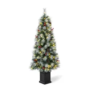 Glitzhome 5' Pre-Lit Pine Artificial Christmas Porch Tree