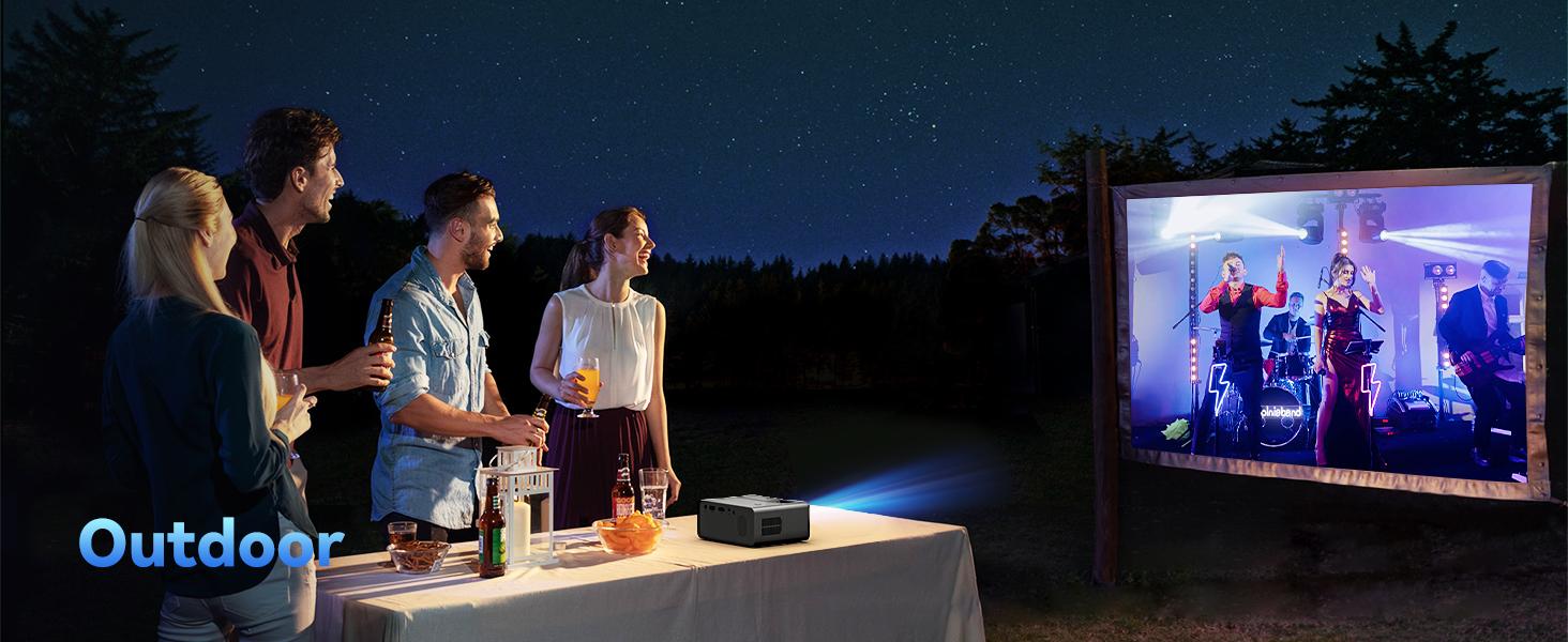 CiBest Mini Projector, 2025 New 1080P Full HD Portable Video Projector with 80% Lower Fan Noise, 200" Giant Screen Home Theater Movie Projector for Outdoor/Indoor Use, Compatible with TV Stick/PS5/USB/HDMI