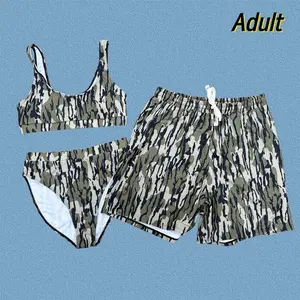 Couple Matching Bikini and Short Set Bottomland Camo Summer Vacation Beach Wear , quick-dry,Comfoy ,Pool Days