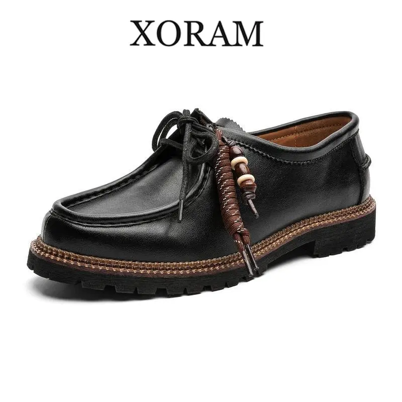 Men's Casual Suede Slip-On Loafers with Handcrafted Woven Bead Straps, Thick-Soled Commuter Wear with Layered Stitching, Chic, Wood, Beads, Everyday, Walking Shoes, Durable Casual Shoes, Footwear, Loafer Flat, Leather, Contemporary Loafers