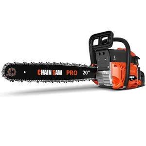 20 Inch Gas Chainsaw, 62CC Professional Chainsaw with 2-Stroke Engine, Ergonomic Non-Slip Handle & Dual Fuel Tanks for Wood Cutting, Tree Trimming, Land Clearing