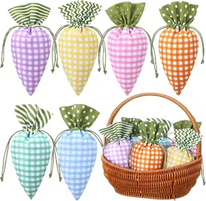 12/24 Pcs Easter Carrot Goodie Bags Fabric Drawstring Candy Bags Treat Gift Bags for Student Adult Office Employee Coworker,Easter Basket Stuffer for Egg Hunt,Outdoor Church School Classroom Decorations,Spring Birthday Party Supplies,Class Gift Exchange