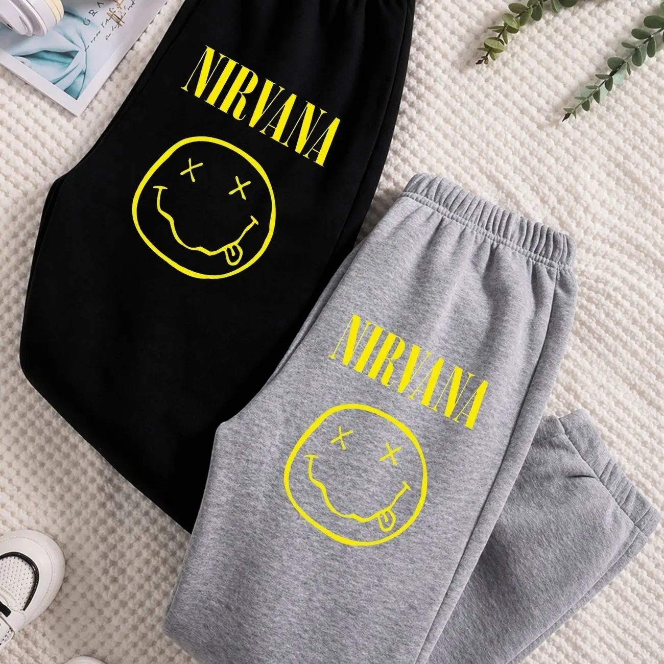 Vintage Nirvana Band logo Sweatpants, Cotton Graphic Sweatpants, Perfect Outfit For Outdoors, Menswear, Womenswear, Fit for Men and Women All Seasons Basics, Trending 26  S