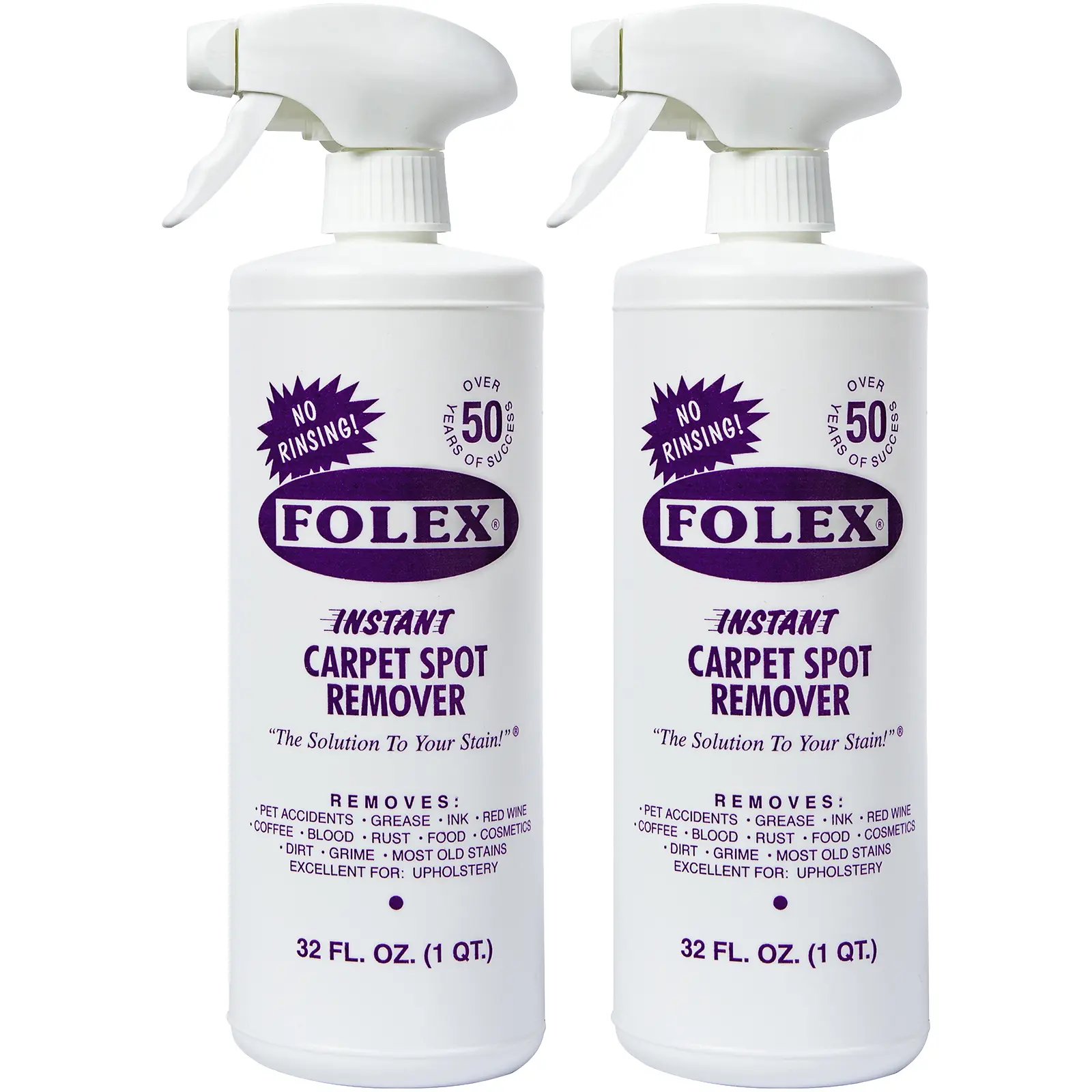 Folex Instant Carpet Spot Remover Cleaning Liquid (2-Pack, 32 oz) - Household Home Cleaning Products, Powerful Multi Purpose Cleaning Solution for Pet Accidents, Grease