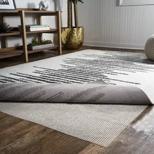 JONATHAN Y Ultra Stop Rug Pad, Area Rug, Solid, Casual, Latex Free, PVC-coated Polyester, 25" Thick, for Tile and Hard-Surface Floors, Cream; for Living Room, Kitchen, Bedroom, Dining Room, Office