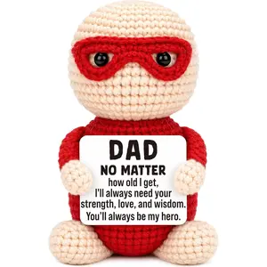Mini Fathers Day Dad Gifts for Men from Daughter Son Wife Funny Handmade Crochet Hero Birthday Gift for Dads Inspirational Best Dad Ever Gift for Step Dads Father in Law Husband