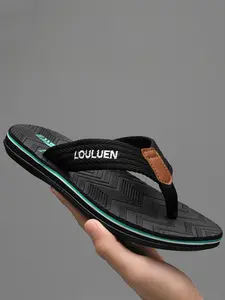 Men's New Fashion All-match Letter Label Design Slippers, Flip Flop Slides, Casual Soft Comfortable Home Slippers, Non-slip Slippers for Indoor & Outdoor Wear Footwear