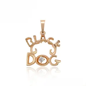 18 Gold Plated "Black Dog" Pendant with Crystal Accent Pendant