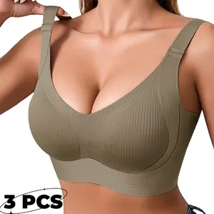 H 3 PCS Cross-Border SeamlessS Micro-Sculpting Lifting Soft-Support Wide-Strap Women's Bra - Wire-Free & Enhancing Supplementary Explanatio Womenswear
