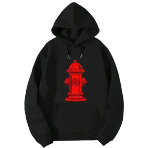 Men's & Women's Firefighter Hoodie – Pure Fabric, Red Fire Hydrant Design, Long Sleeve