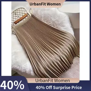 【UrbanFit Women】Plus Size - Plus Size - Solid Elegant Pleated Skirt