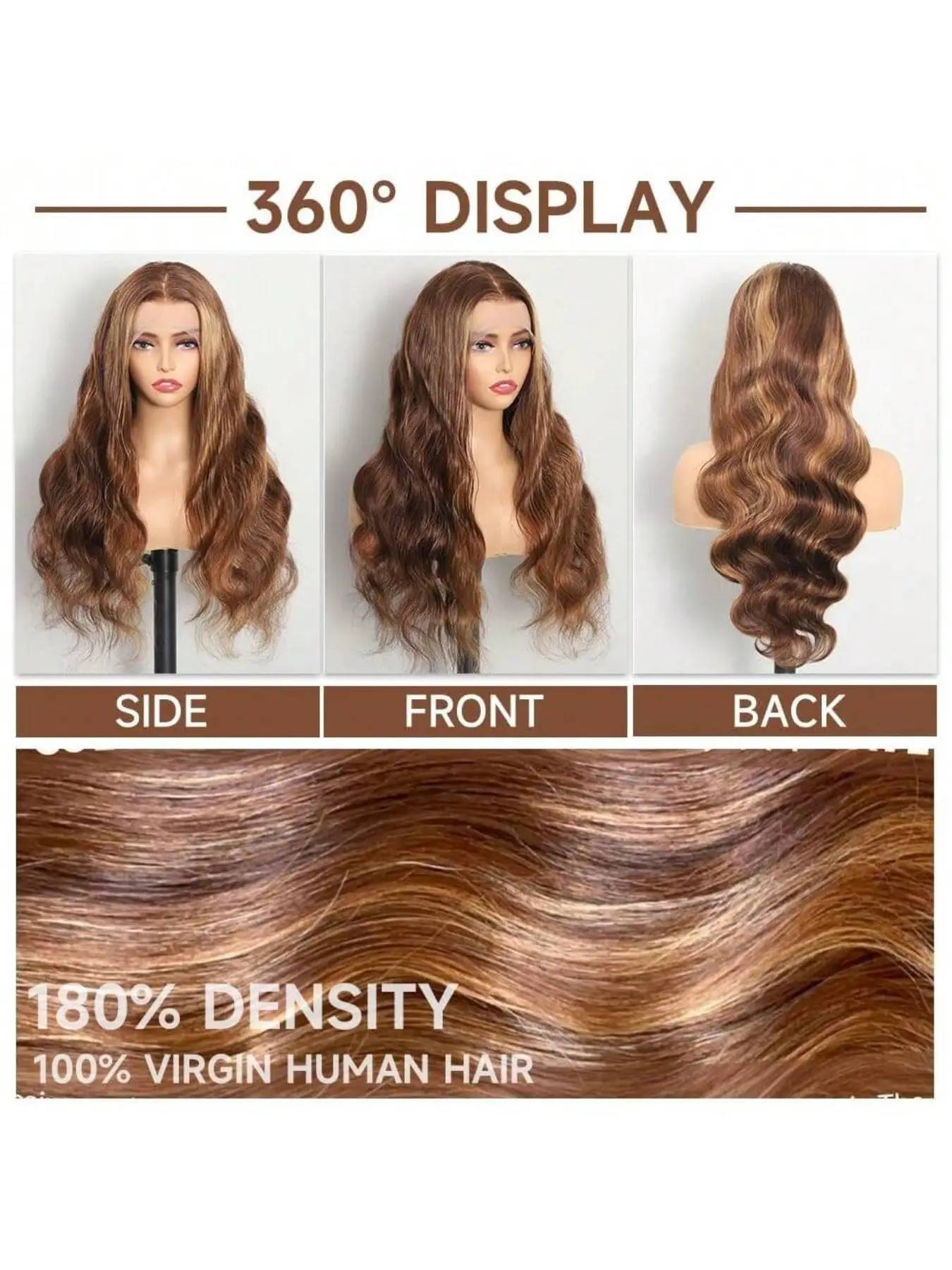 360 Lace Front Wig Human Hair Full Lace Ombre 180 Density HD Transparent Wig Ownmehair 20 Inch FB30 Balayage 360 Body Wave Lace Front  main image 4
