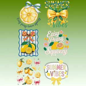 Lemon Summer DTF Gang Sheet Easy Peasy Citrus Ready to Press Transfers with Bows Florals and Summer Graphics for Custom T Shirts Sweatshirts and Totes