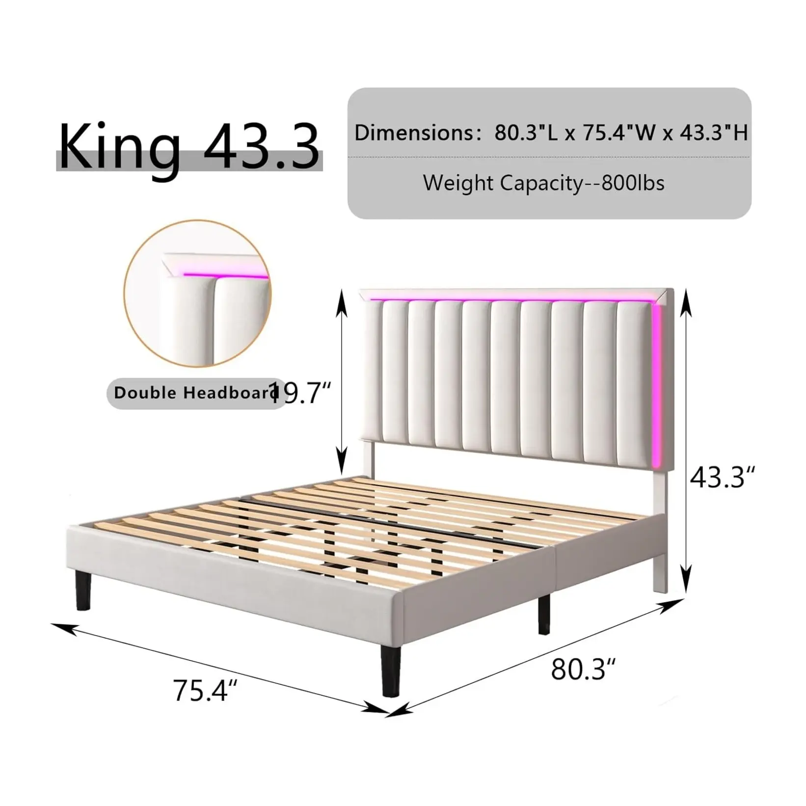 King White+2 Nightstands