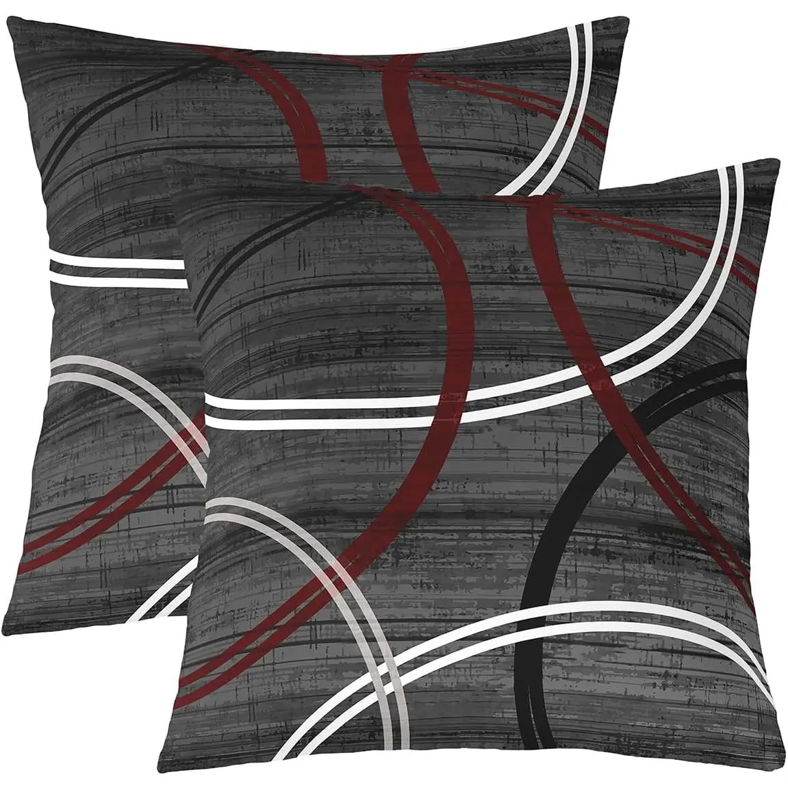 Abstract Geometric Throw Pillow Covers Red White Black Circles Swirls Prin Adults Modern Simple Style Soft Square Cushion Covers Living Room
