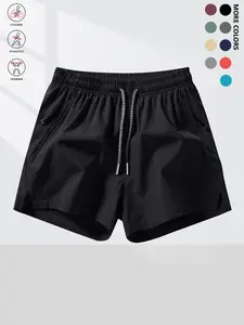 A men's casual sports shorts for summer, featuring breathability, loose fit, and quick-drying, with a trendy and simple design, perfect for beachwear, fitness, and running.
