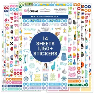 Bloom Planner Sticker Value Pack Monthly Celebrations Bright 14 Sheets 1150 Stickers for Planners Cards Scrapbooks