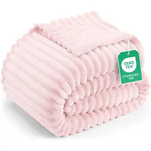 Striped Fleece Blanket  Size - , Warm & Lightweight Ribbed Throw for Bed, Sofa & Chair - Soft Cozy Blanket for  Decor & Gifting (90x90 Inches)