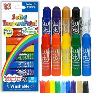 Solid Tempera Paint Sticks Washable Rainbow Colors 10 Non-Toxic Quick Drying Allergen Free Paint Sticks for Kids and Toddlers