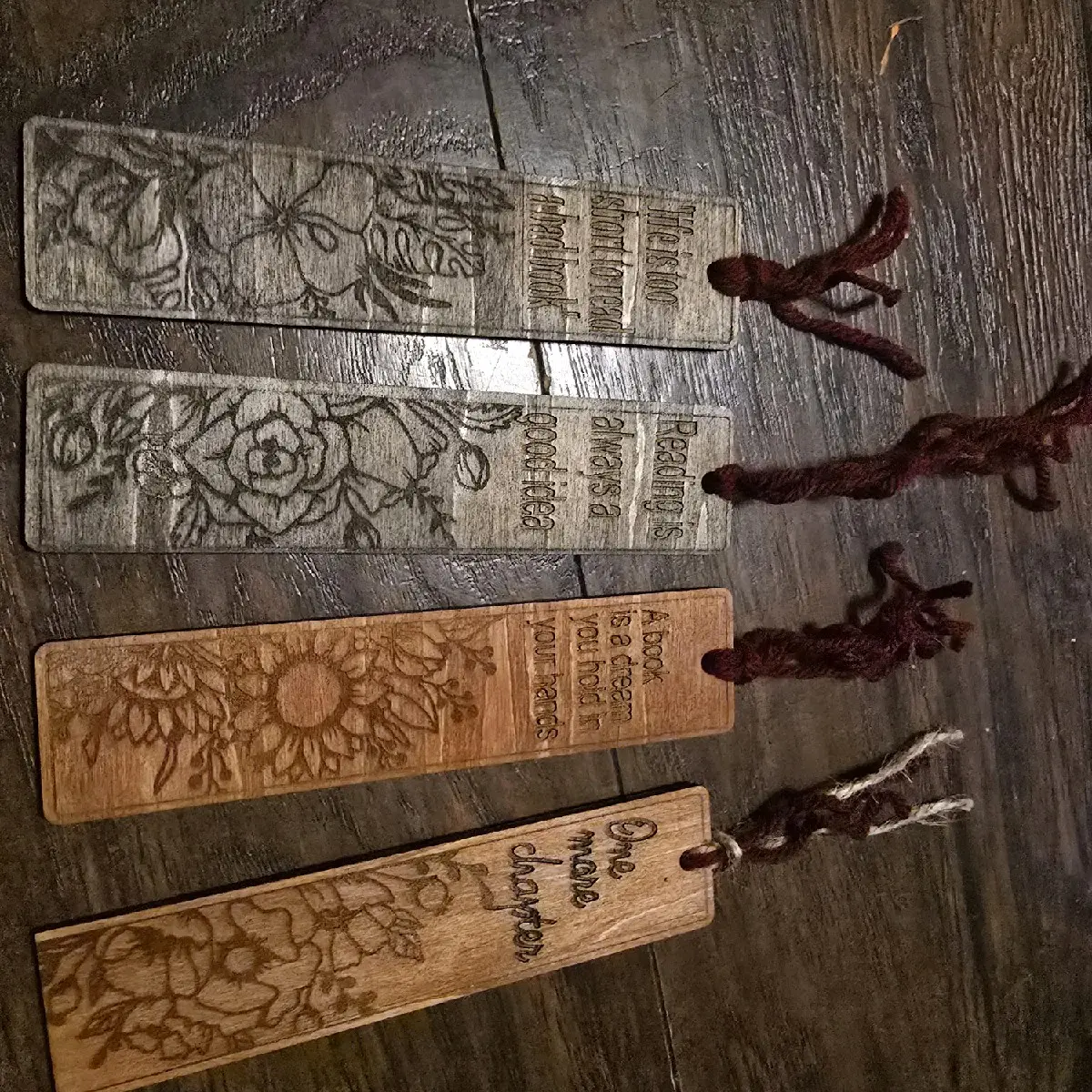 4 Pack Beautiful Rustic Wooden Quotes Bookmarks for Readers