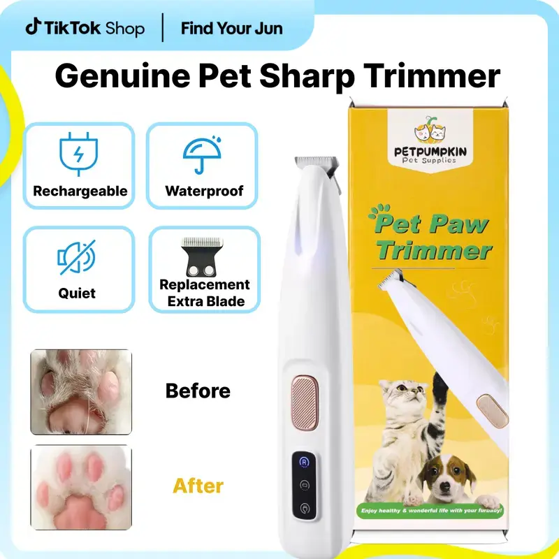 2025 New Pet Trimmer for Dogs&Cats,Waterproof Rechargeable Pet Shaver with LED, Multifunctional Pet Hair Clippers for Paws Eyes Ears Face
