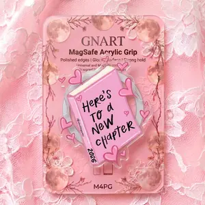 Pink Coquette Book Phone Grip Heres To A New Chapter Magnetic Acrylic Stand Cute Heart Cell Phone Holder New Beginnings Quote Gift for Kindle eReader