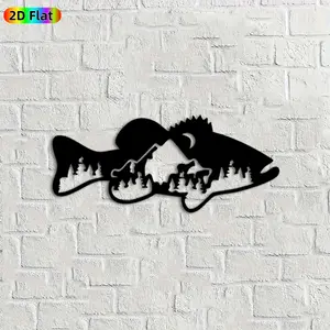1pc Fishing Fish Metal Wall Art,Fishing Fish Statue Mural, Ideal Gift for New Year, Easter, Fishing Enthusiasts, Rust-Resistant Metal Wall Decor Wall Sculptures, Perfect for Outdoor Fence & Indoor Wall Fishing Enthusiasts