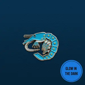 Bioluminescence, Glow in the Dark Shrimp Enamel Pin, Lapel Pin