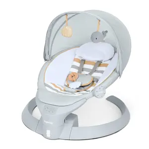 Ingenuity Inlighten Bounce & Sway Swing, Bluetooth Music, Canopy with Lights & Toys, Touch & Remote Controls, 3-in-1 Seat Modes, Machine Washable Pad, Ages 0+ Pebble Shore