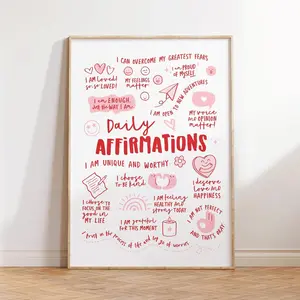 Daily Affirmation Poster, Office Wall Decor, Suitable for Bedroom Living Room Study Home Office, Motivational Quote Art