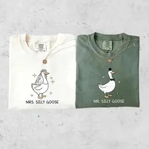 Silly Goose Couple T-Shirtst, Married Couple Matching Shirt, Bride To Be Funny Goose Lover Shirt, Wedding Gift-men's clothing
