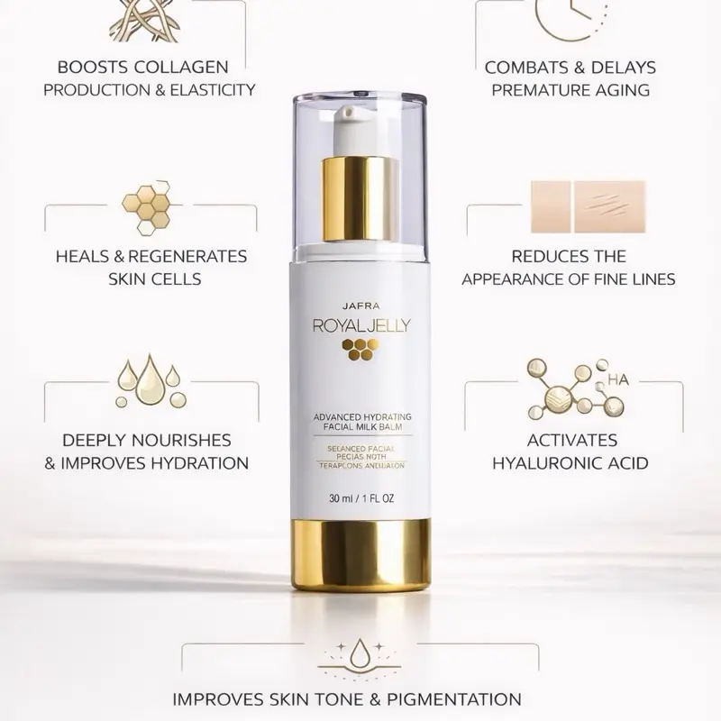 Jafra Royal Jelly Milk Balm Face Moisturizer for Deep Hydration and Radiant Skin Care