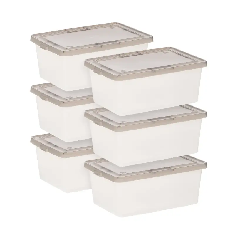 14.5 Qt. Plastic Storage Bins with Lids, Clear, Stackable Totes, Containers 6Pk