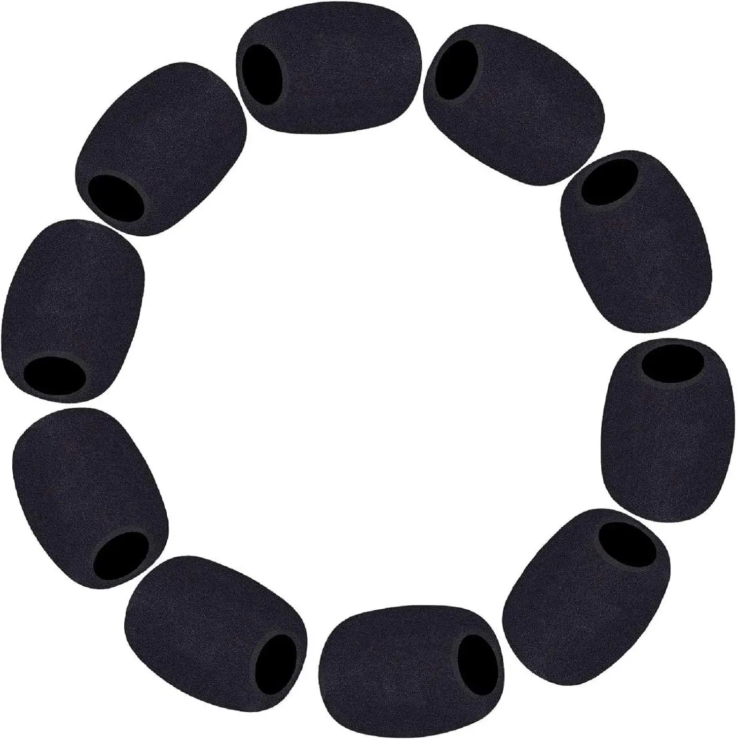10-Pack Black Lavalier & Lapel Microphone Windscreens - Tough Sponge Foam Covers for Headset Mics, Noise Reduction Functionality
