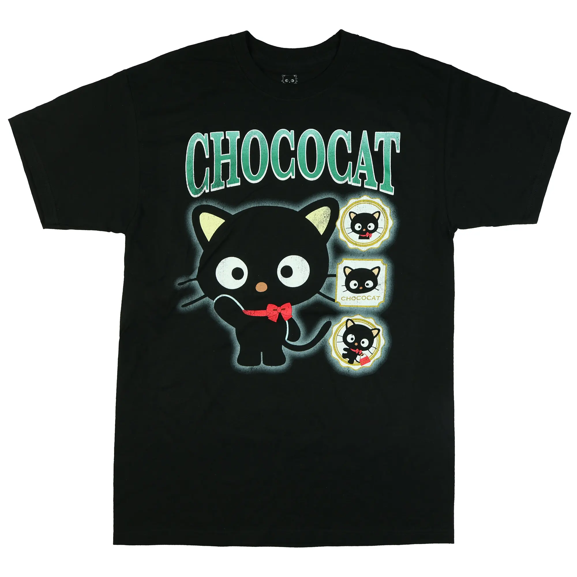 Men's Sanrio Hello Kitty & Chococat Waving Cotton T-Shirt, Casual Lightweight Short-Sleeve Graphic Tee, Cold Wash Compatible