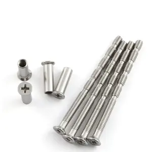 4pcs Door Handle Hardware Lever Handle Screws Connecting Bolts Sleeves Phillips Drive Flat Countersunk Head Fixing Cutting Slot Articulated Screw M4x50mm