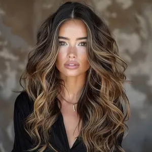 RedoHair Highlight Body Wave Human Hair Lace Front Wig, Glueless, 13×4 Inches - Natural Look