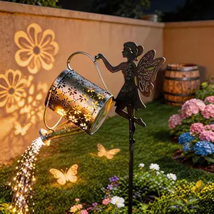 garden decor solar outdoor  lights/ solar garden light Solar Watering Can with Cascading Lights,  Outdoor Garden Decor, Gift Patio Yard Lawn WaterproofIP67 Lamps LED Chandelier outdoor fun outdoorfun