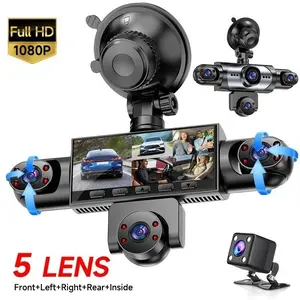 Vehicle-Installed 5Lens HD Car Dash Cam, Featuring 1080P Front And Front, Rear, Left, And Right, Providing 360° Comprehensive Coverage, Reverse Image Loop Recording, Car Camera/Car Additions/Monitoring System, Without Battery, fathersdaygifts