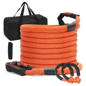 fathersdaygift VEVOR 7/8x 30' Kinetic Recovery Tow Rope 30, 580lbs, Heavy-Duty Off Road Snatch Strap with 2 Soft Shackles (41750lbs) Extreme Duty 30 Elasticity Energy Snatch Strap Jeep Car Truck ATV Tractor