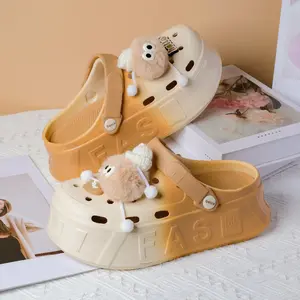 Women's 2 in 1 Height Boost Platform Clogs, Breathable Thick Non-Slip EVA Material Beach Sandals Slipper, Cute Cartoon Design for Spring Summer Fall Indoor Outdoor Wear