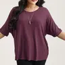 BLOOMCHIC Women's Plus Size Minimalist T-Shirts - Casual Loose-Fit, High-Stretch Sleeves, Supersoft Round Neck Plain Tops - M-6X Fall Pick, Back To School Oversized Tshirt Plus Size Clothes