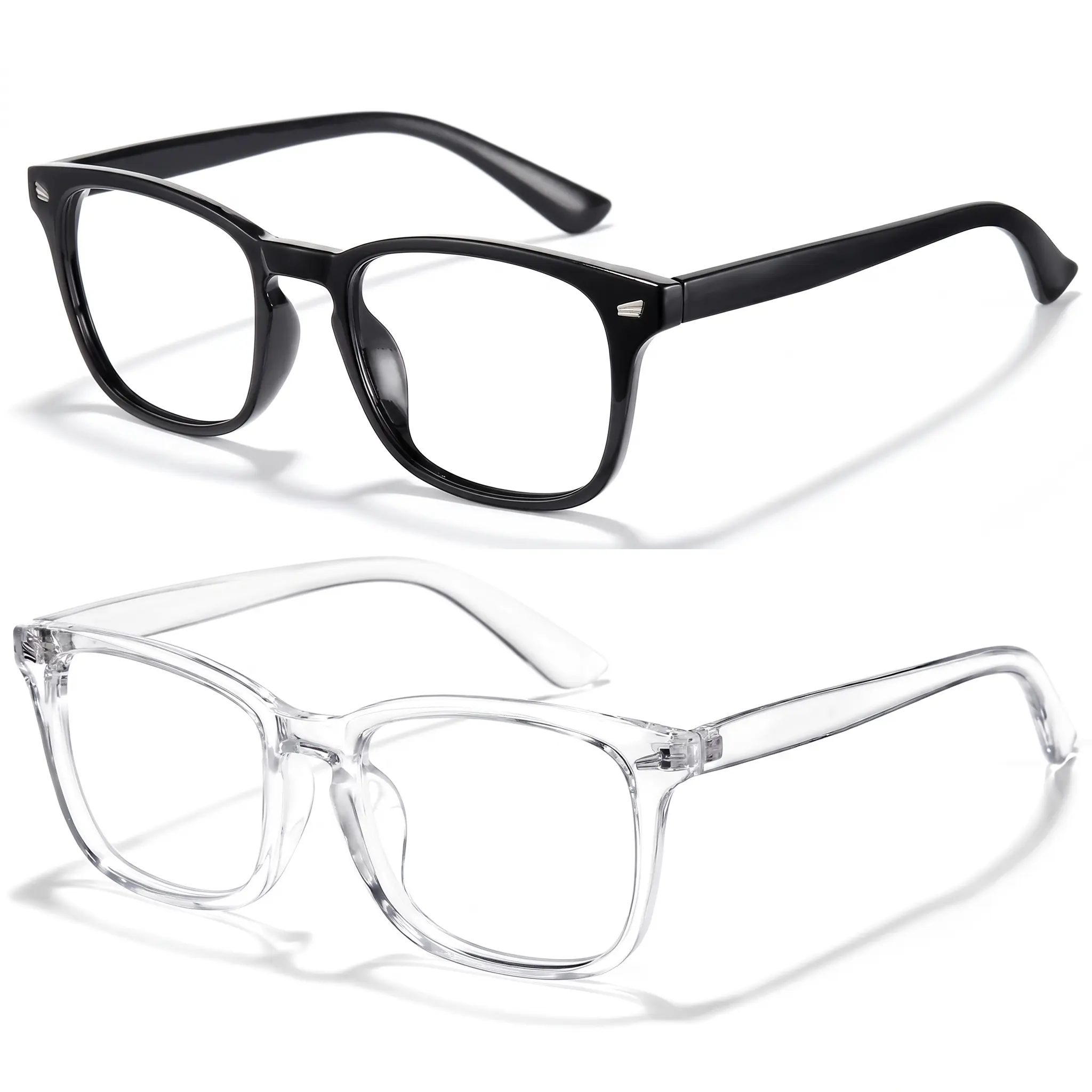 2 Pack Blue Light Blocking Glasses, Unisex Round Full Rim Eyewear with a Lightweight Polycarbonate Frame & Amber Tinted HD Lenses, Lightweight Frame Design, Glasses For Women, Computer Gaming, Durable, Reading, Reduces Headaches, Glasses Blue Light