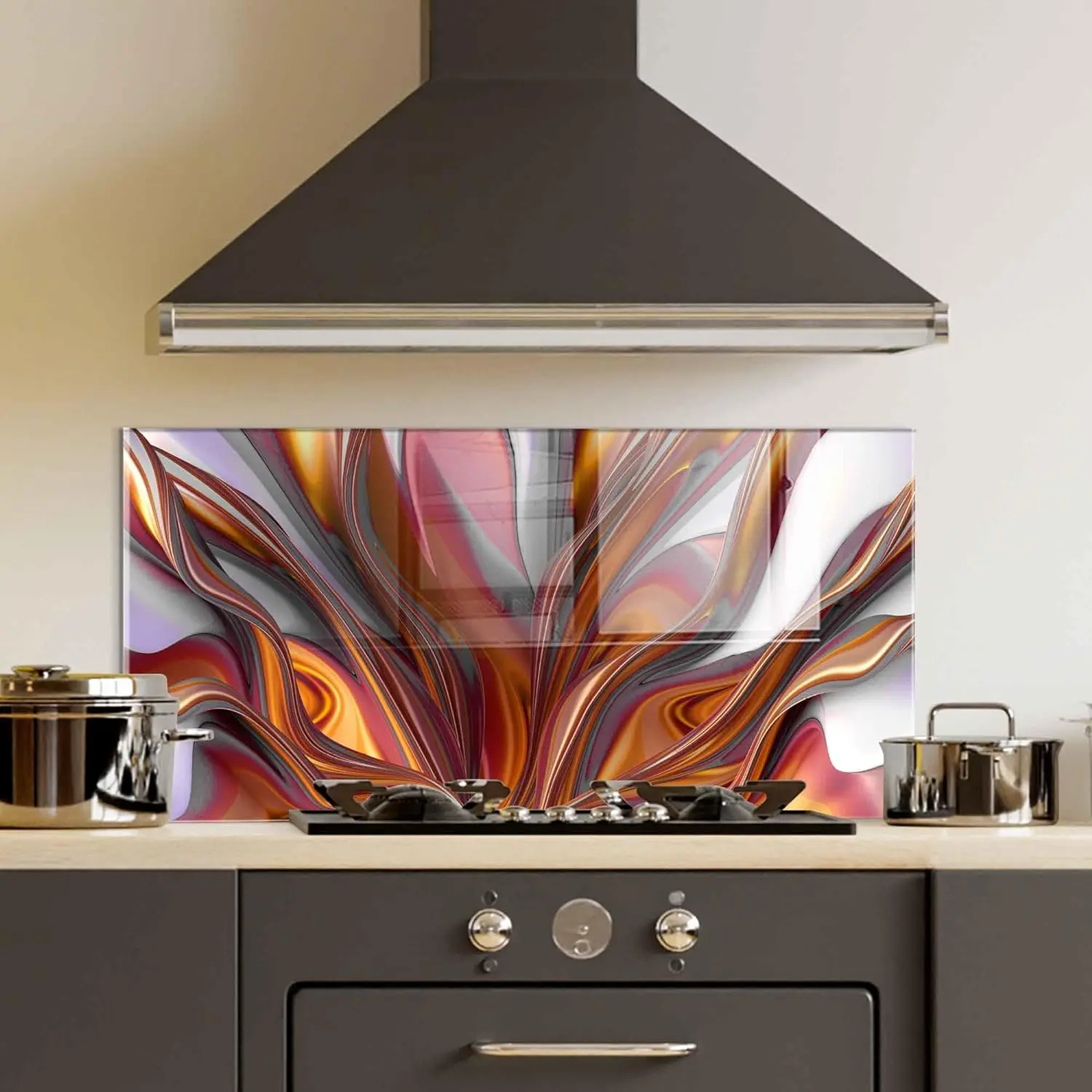 GCKG Bright background with a volumetric pattern and print Tempered Glass Kitchen Backsplash, Stove Back Cover, Stove Splashback, Cutting Board, Kitchen Wall Decor