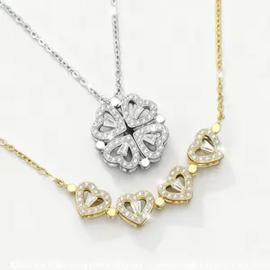 MainCharacter Era Clover Leaf Two Styles Necklace Symbolic Magnetic Last Minute Christmas Gift for Women Men Girls Mother Wife Daughter Symbolize Love Luck Confidence Hope Casual Party Outfit Non-tarnish Pendant Black Friday Christmas Winter Jewelry