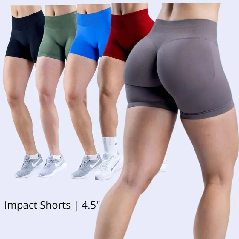 Impact Shorts |     High Stretch Fabric with Subtle Glute Contour for Gym and Yoga Wear, Medium Support, Fitted Design