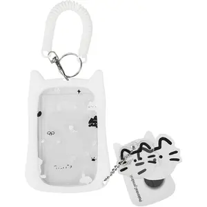 Cat Shape Photocard Holder Keychain–Cute Transparent Photo Card Holder Keychain, Protective Case with Pendant for Bus Student Card & Photo Protector